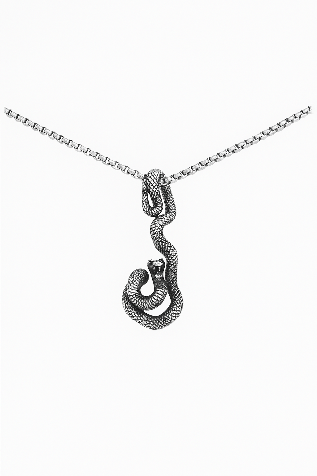 Stylish Silver Snake Pendant Necklace for Men | Stainless Steel Cobra Chain | Trendy Gothic Jewellery | Antique Silver Finish