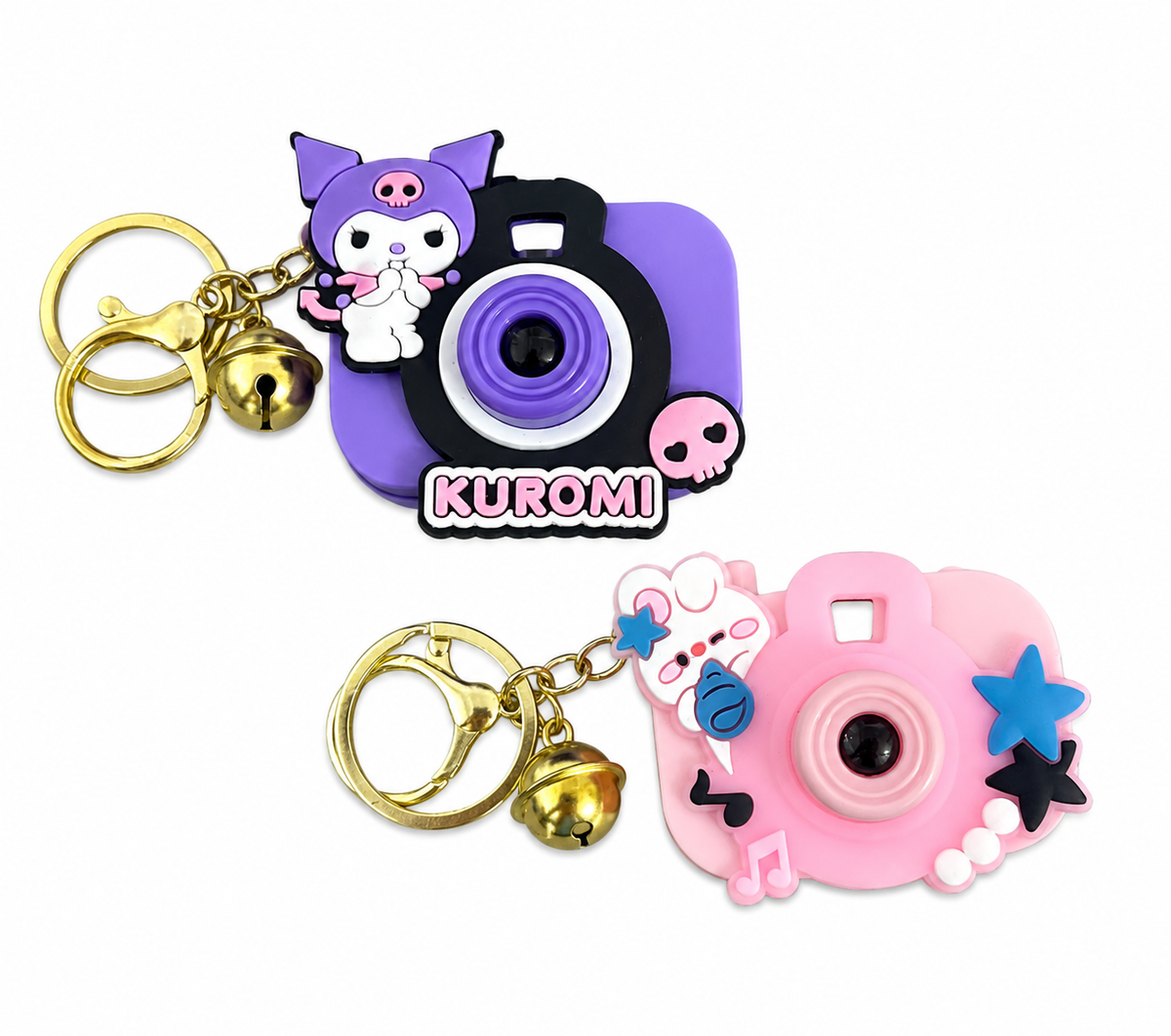 Mini Toy Camera Keychain with Vibrant Cartoon Projection | Cute Multi-Character Pocket Projector Fun Accessory | Random Colors and Characters | Pack of 2 Pcs