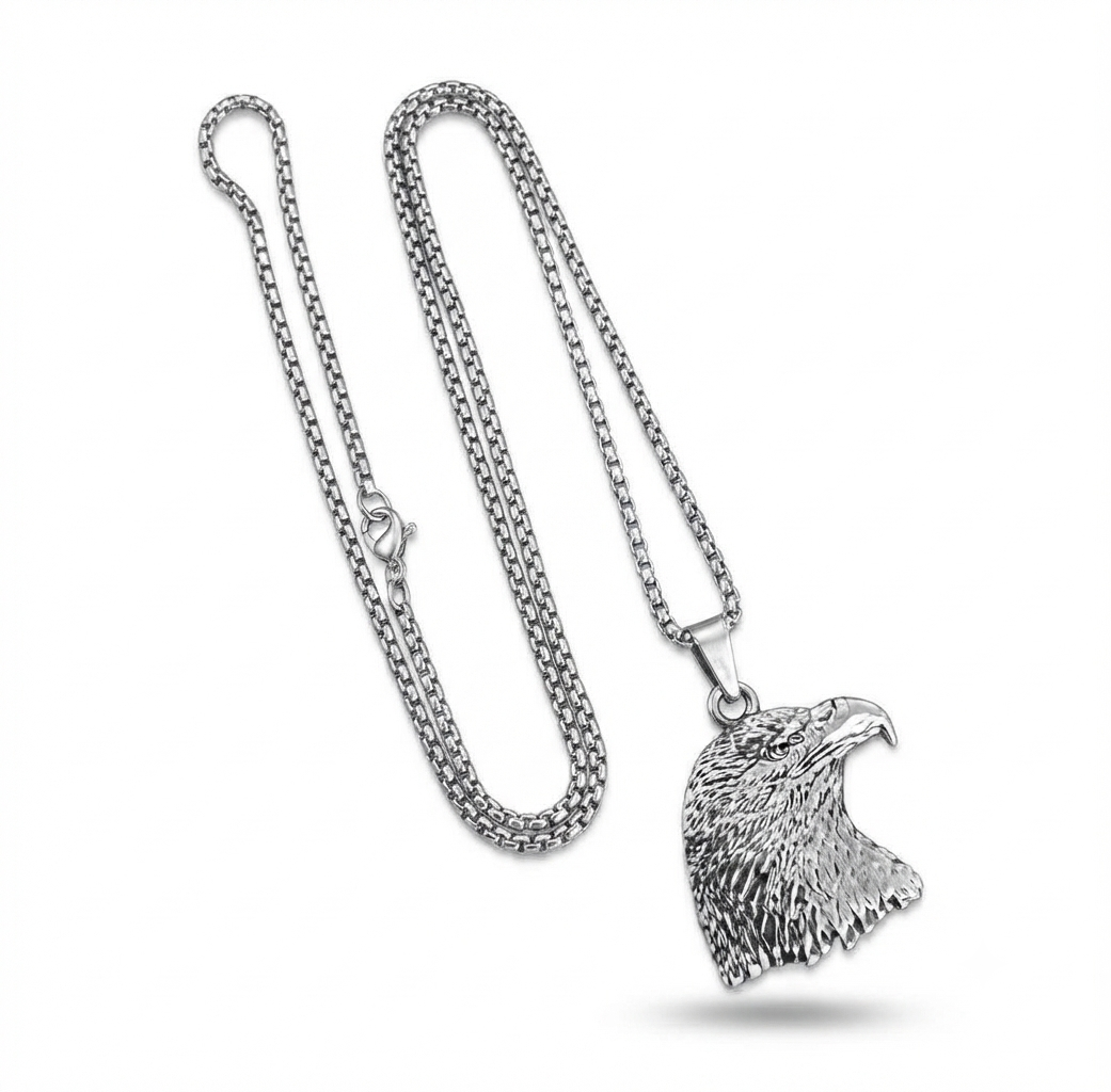 Eagle Pendant Necklace for Men & Women – Alloy Eagle Locket with Stainless Steel Chain