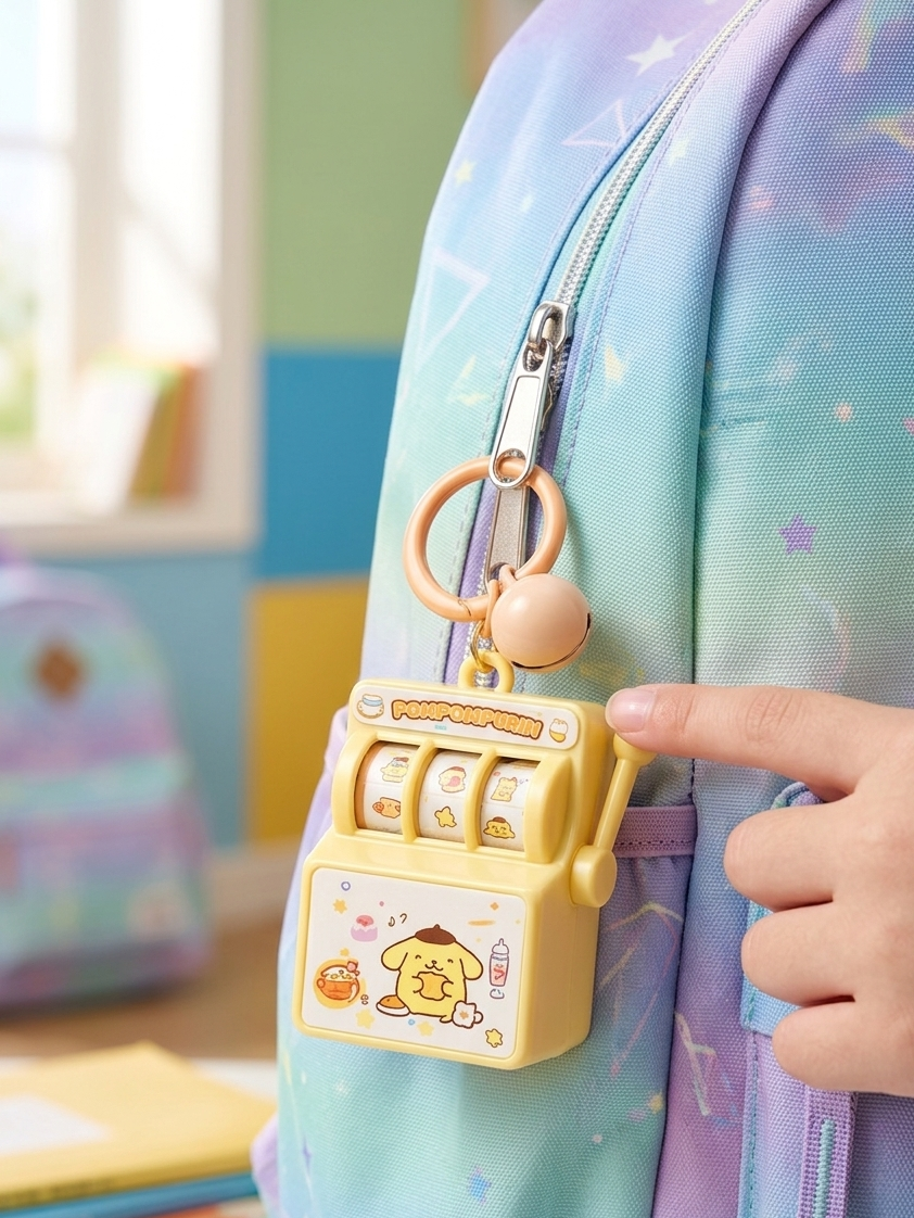 Cute Mini Slot Machine Keychain Toy – Push Lever Rolling Spinner Keyring for Kids & Girls | Random Colors |