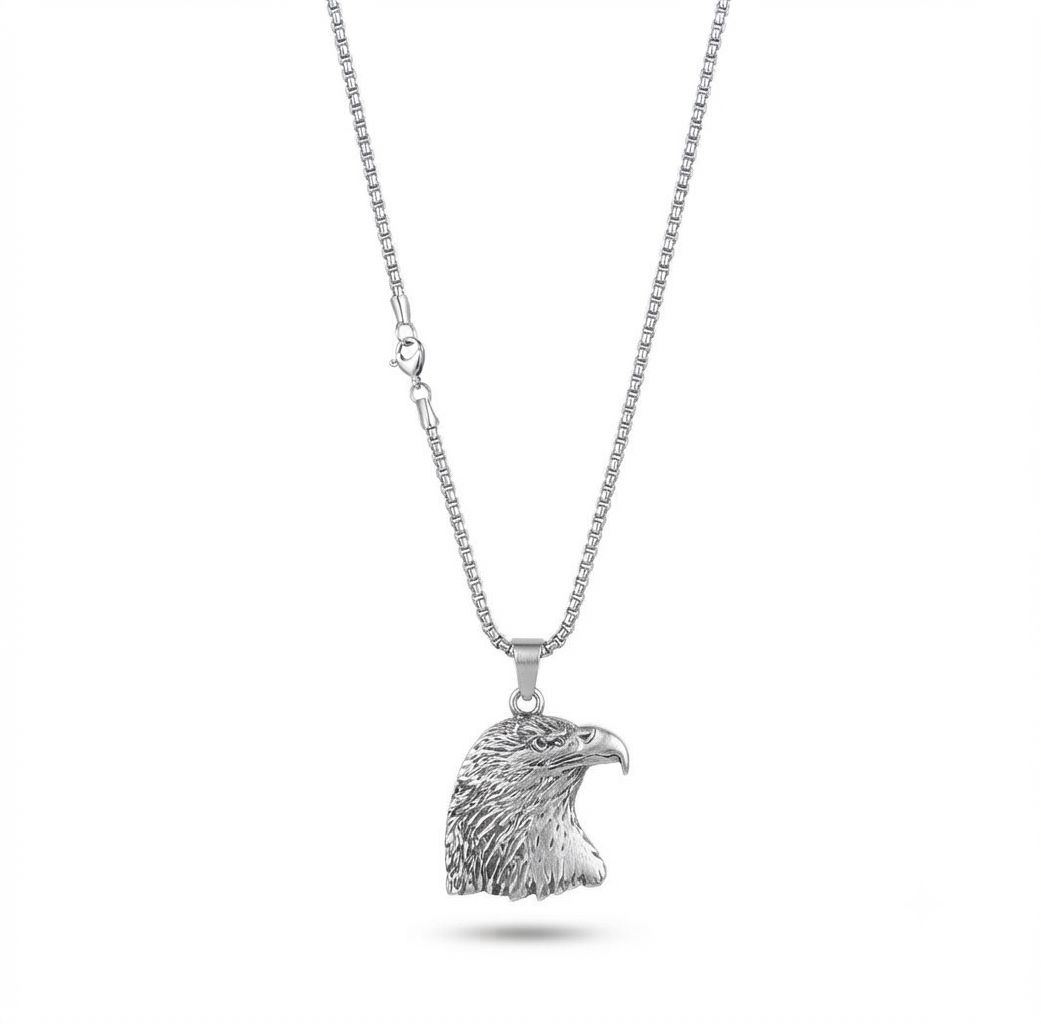 Eagle Pendant Necklace for Men & Women – Alloy Eagle Locket with Stainless Steel Chain