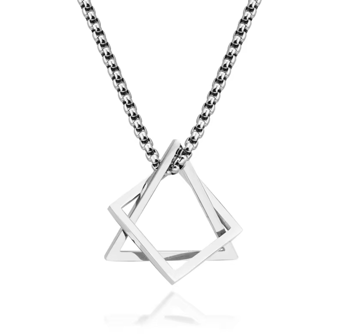 Modern Geometric Stainless Silver Pendant Necklace for Men & Women