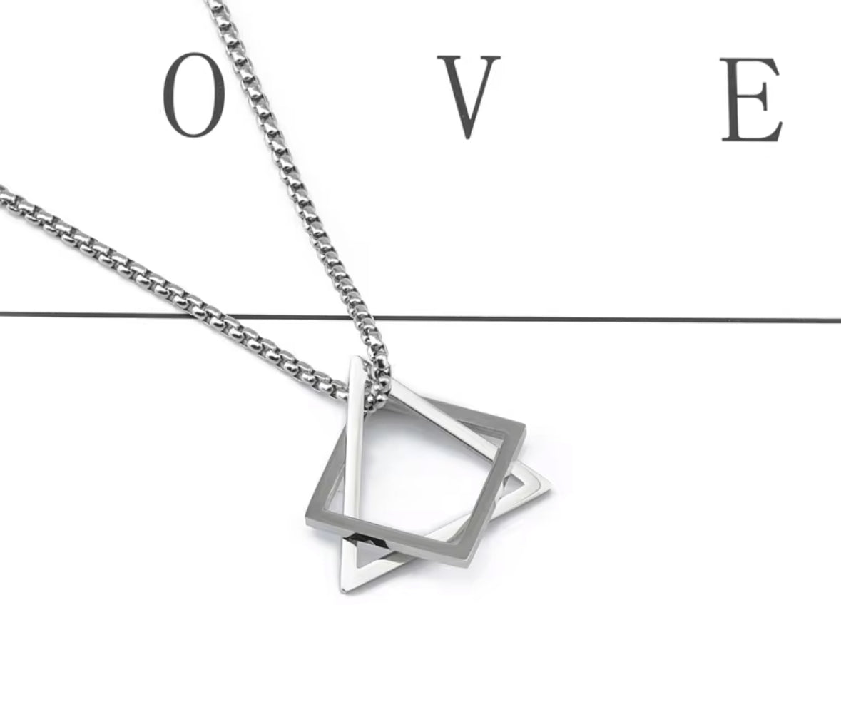 Modern Geometric Stainless Silver Pendant Necklace for Men & Women