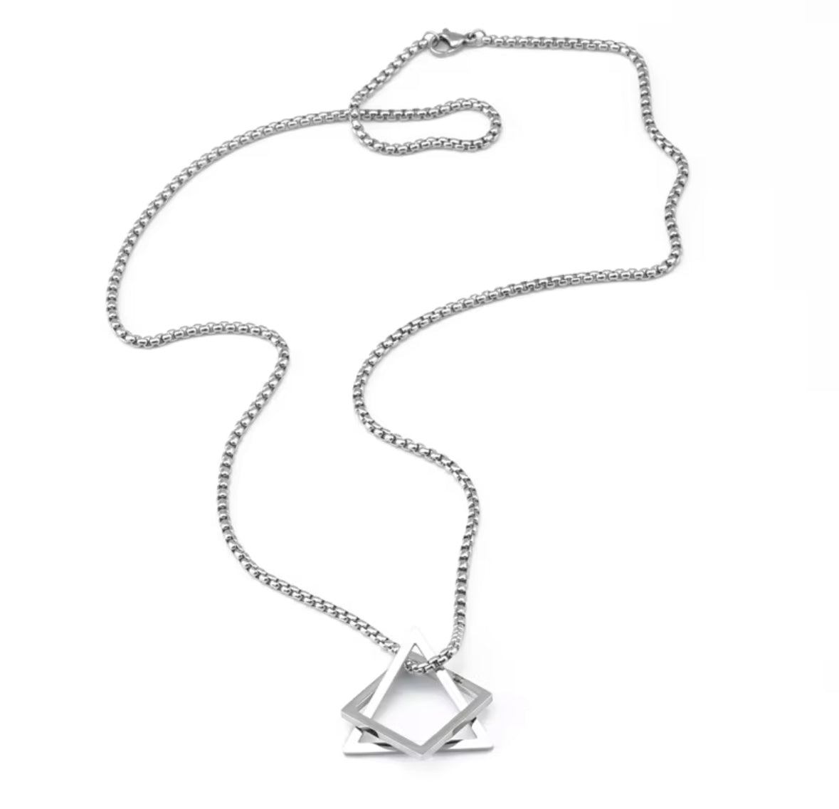 Modern Geometric Stainless Silver Pendant Necklace for Men & Women
