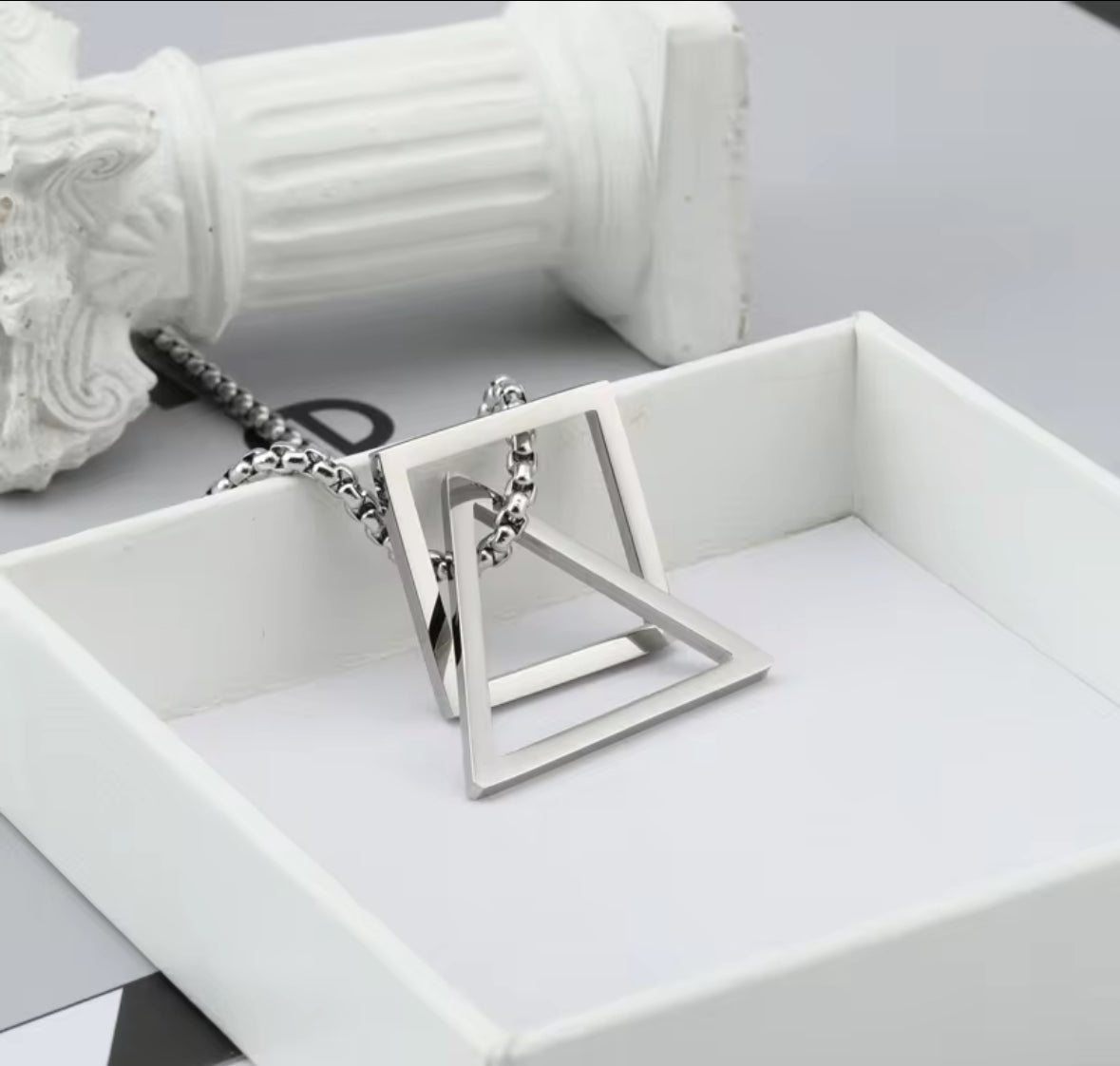 Modern Geometric Stainless Silver Pendant Necklace for Men & Women