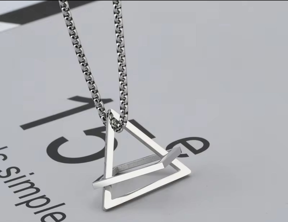 Modern Geometric Stainless Silver Pendant Necklace for Men & Women