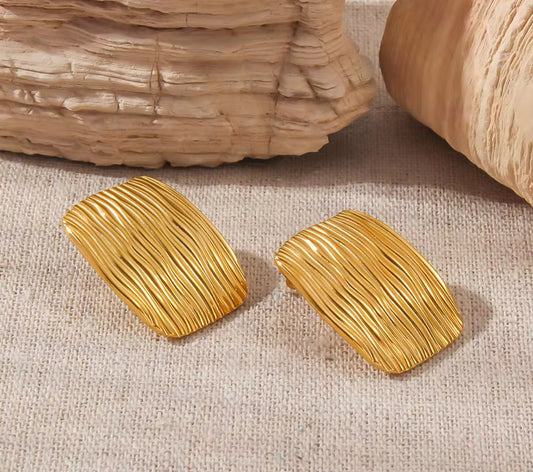 Stainless Steel Rectangle Golden Korean Imitation Earrings – Chic & Affordable Styles
