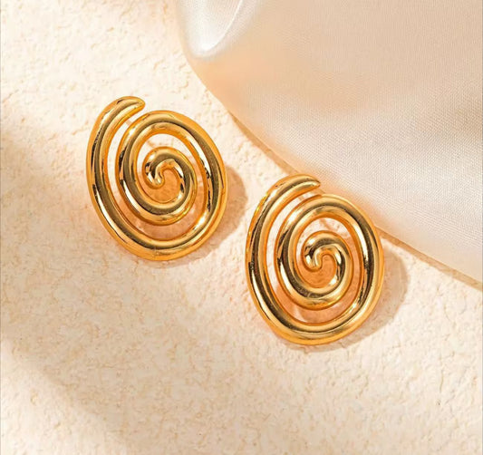 Stainless Steel Round Golden Korean Imitation Earrings – Chic & Affordable Styles
