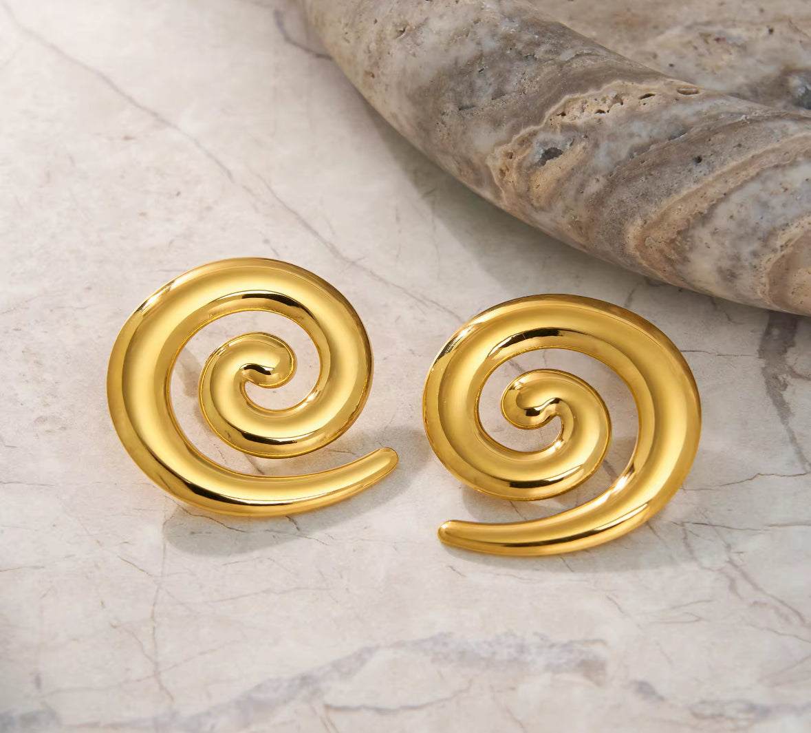 Stainless Steel Round Golden Korean Imitation Earrings – Chic & Affordable Styles