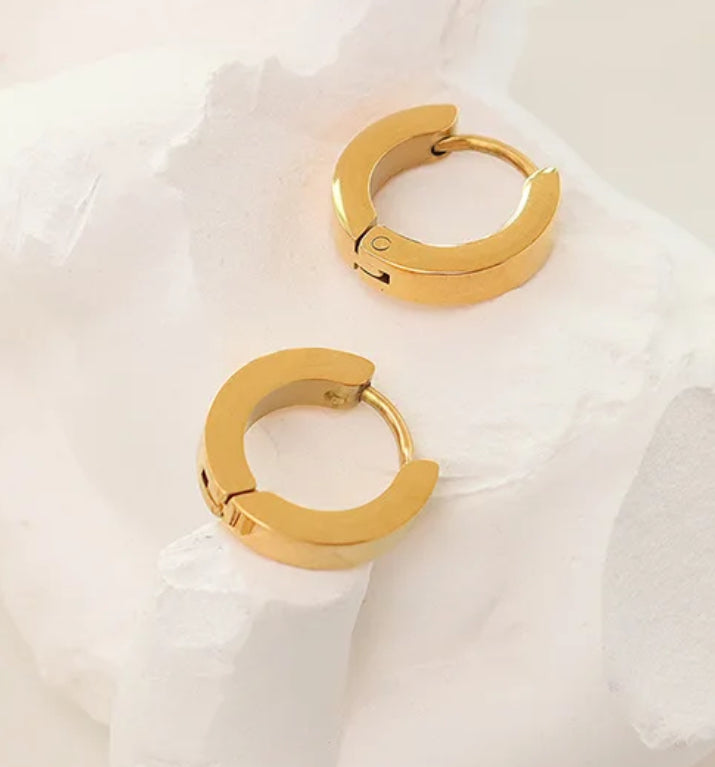 Minimal Hoop Style Stainless Steel Golden Earrings