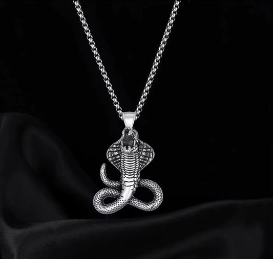 Men’s Cobra Snake Pendant Necklace – Stainless Steel Serpent Jewelry for Biker, Gothic & Street Style