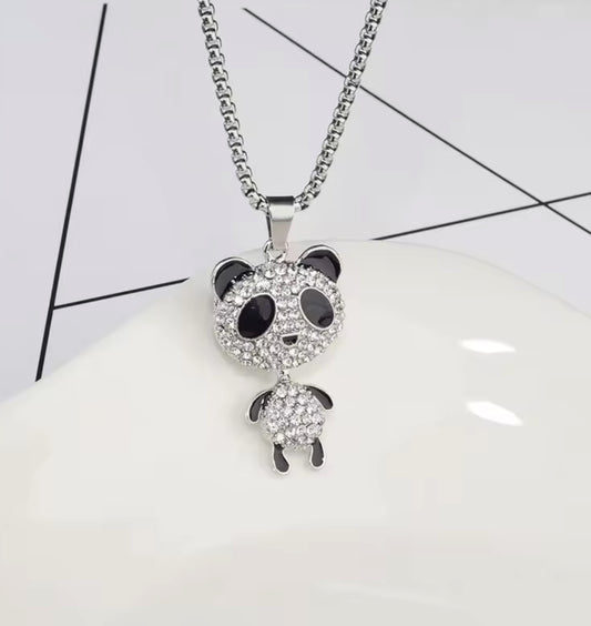Cute Crystal Panda Pendant Necklace – Sparkly Animal Jewelry for Women & Girls