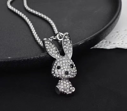 Cute Bunny Pendant Necklace for Women – Sparkly Crystal Rabbit Charm Jewelry