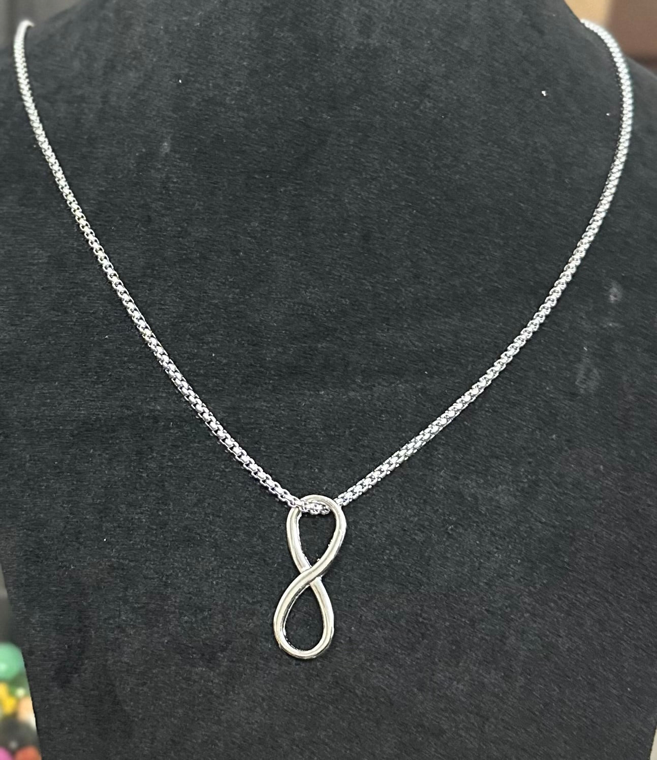 Stainless Steel Infinity Style Long Necklace Pendant Chain