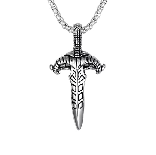 Viking Sword Pendant Necklace – Stainless Steel Norse Warrior Jewelry for Men