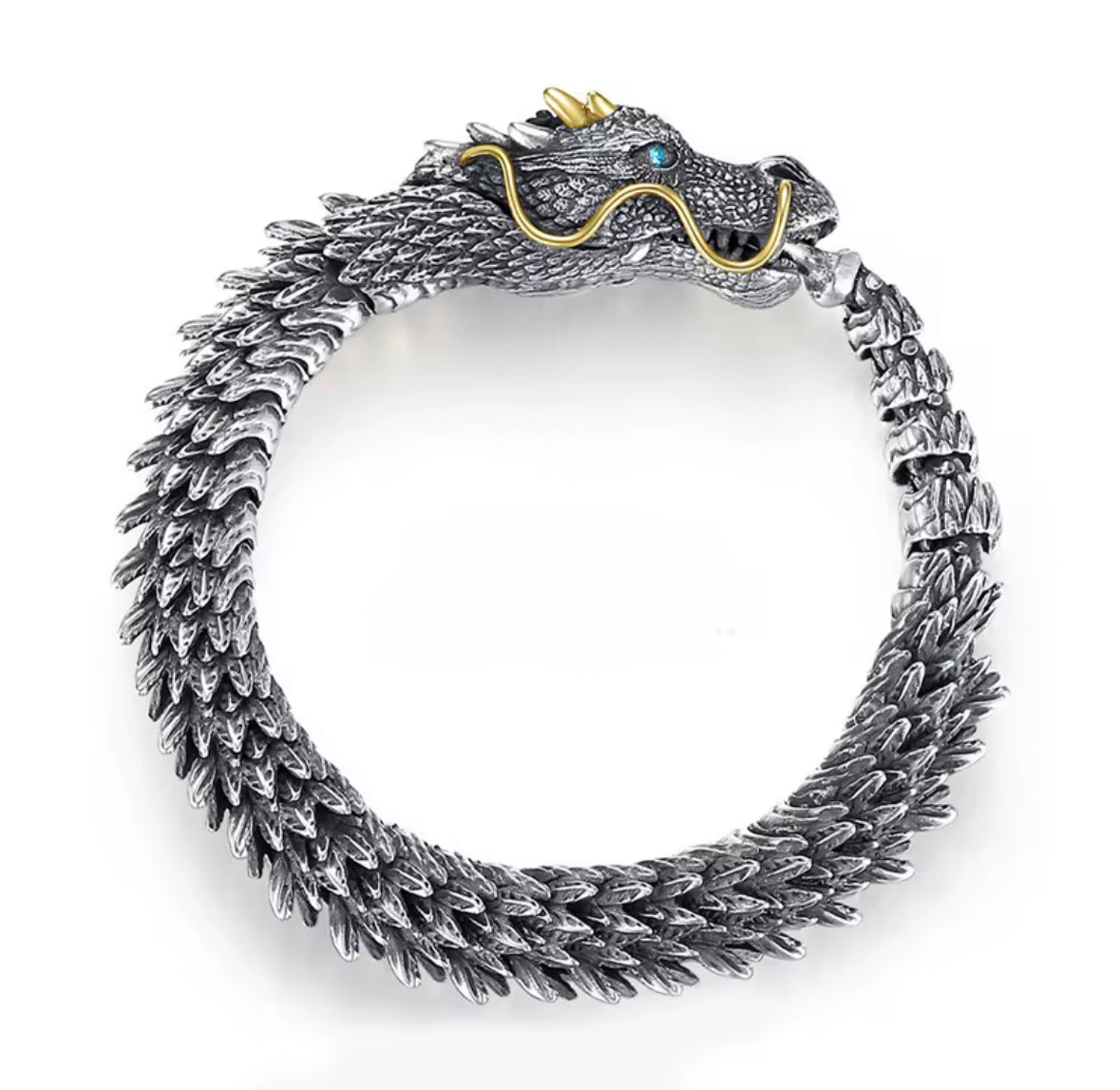 Men’s Dragon Bracelet – Stainless Steel Norse Dragon Chain Bracelet | Viking Inspired Mythical Jewelry