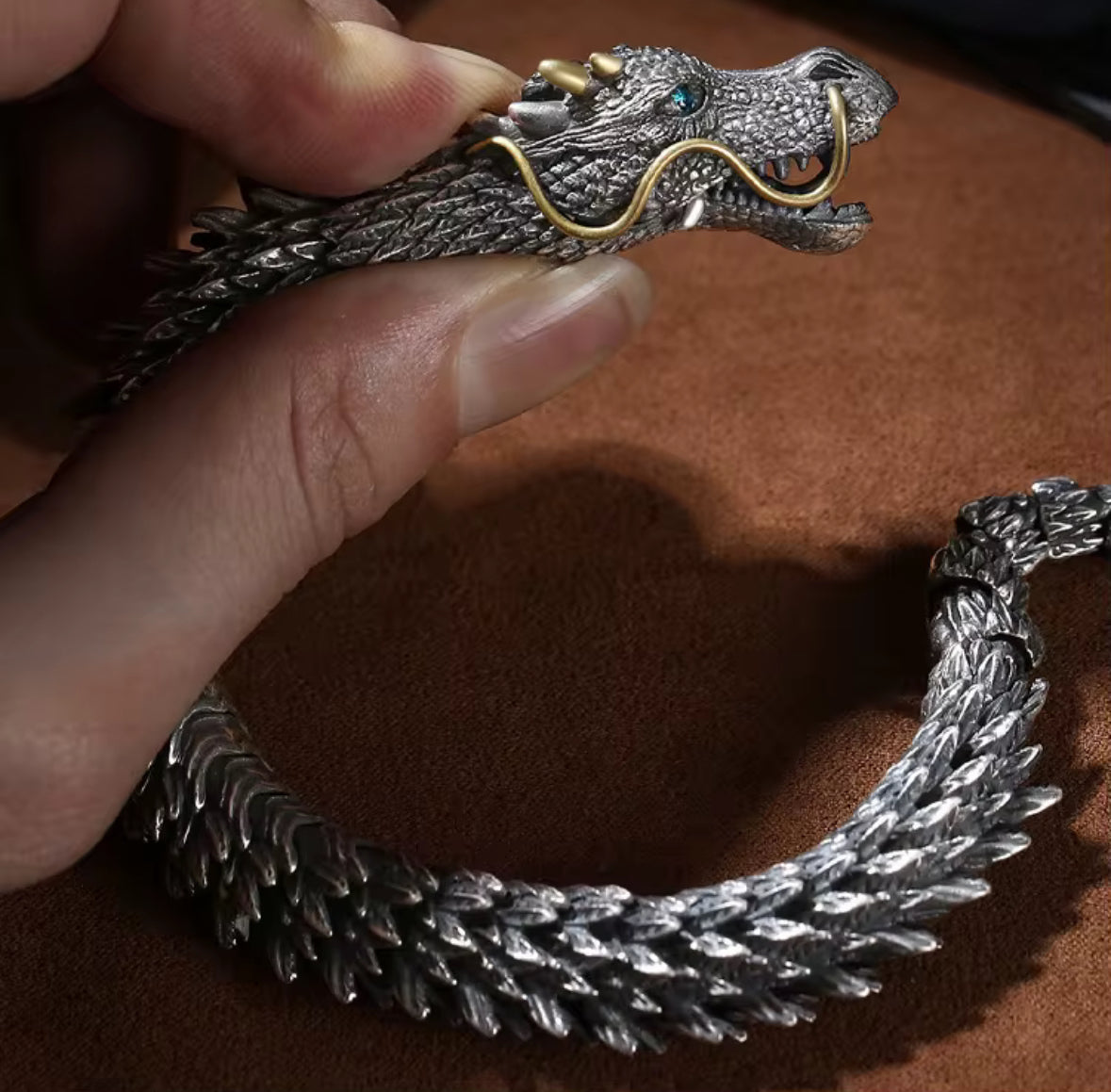 Men’s Dragon Bracelet – Stainless Steel Norse Dragon Chain Bracelet | Viking Inspired Mythical Jewelry