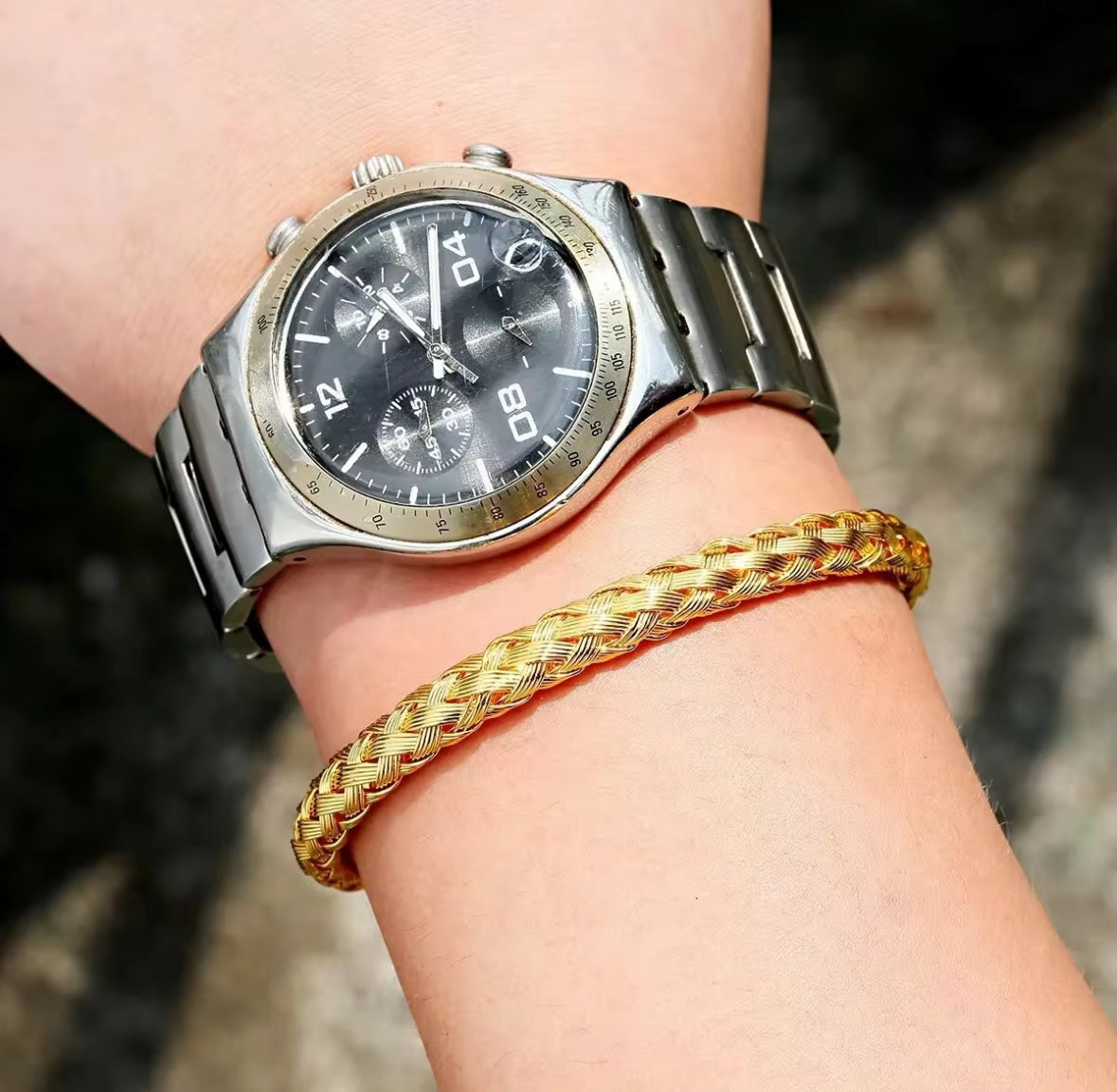 Braided Stainless Steel Cuff Bracelet for Men & Women – Gold & Silver Plated Adjustable Bangle