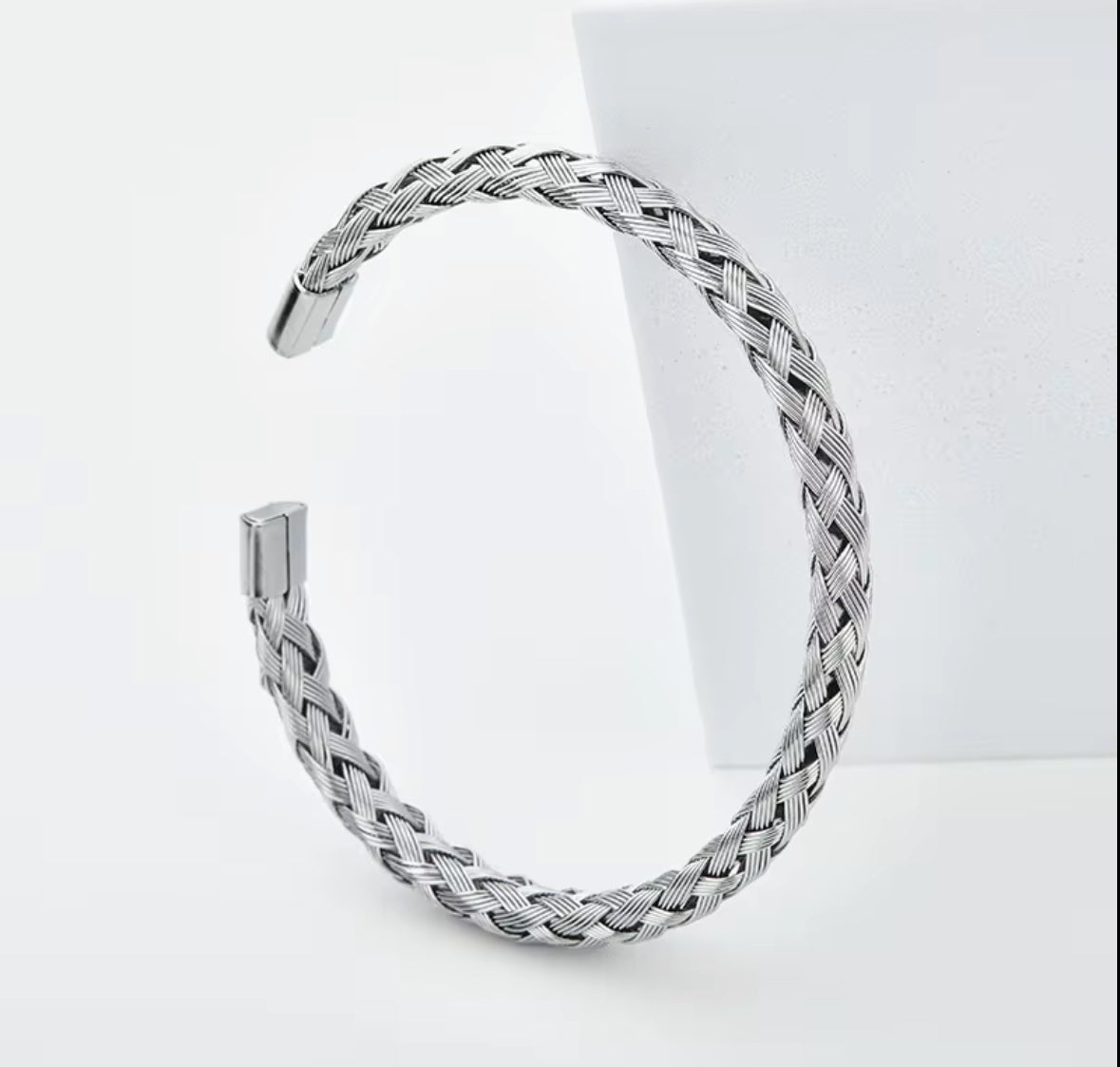 Braided Stainless Steel Cuff Bracelet for Men & Women – Gold & Silver Plated Adjustable Bangle