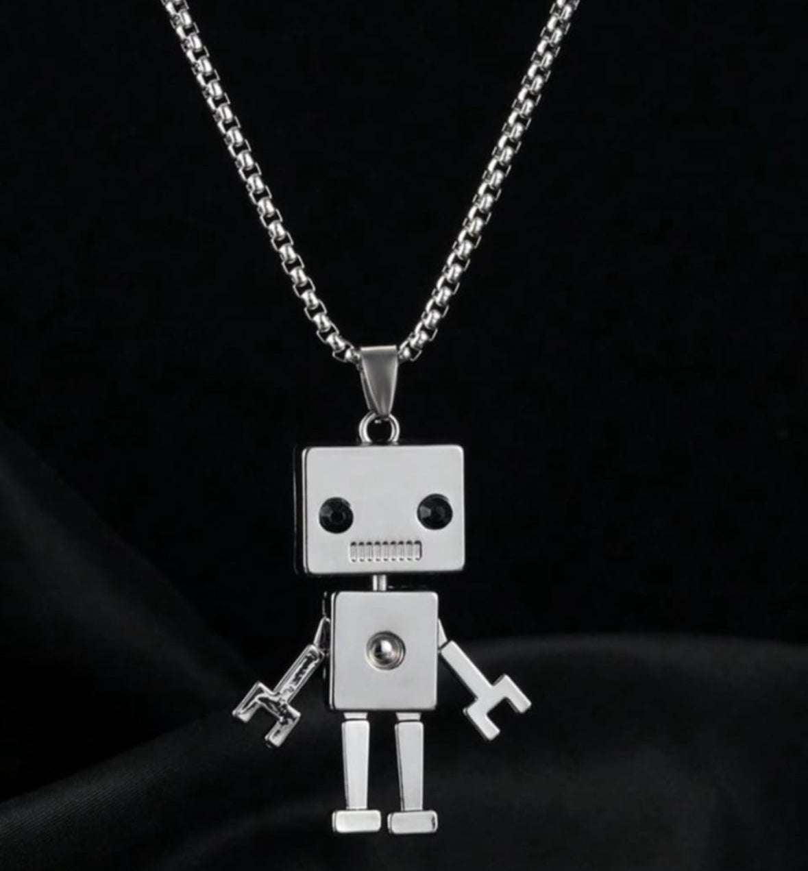 Men’s Robot Pendant Necklace – Stainless Steel Chain | Futuristic Hip Hop Jewelry for Men & Women