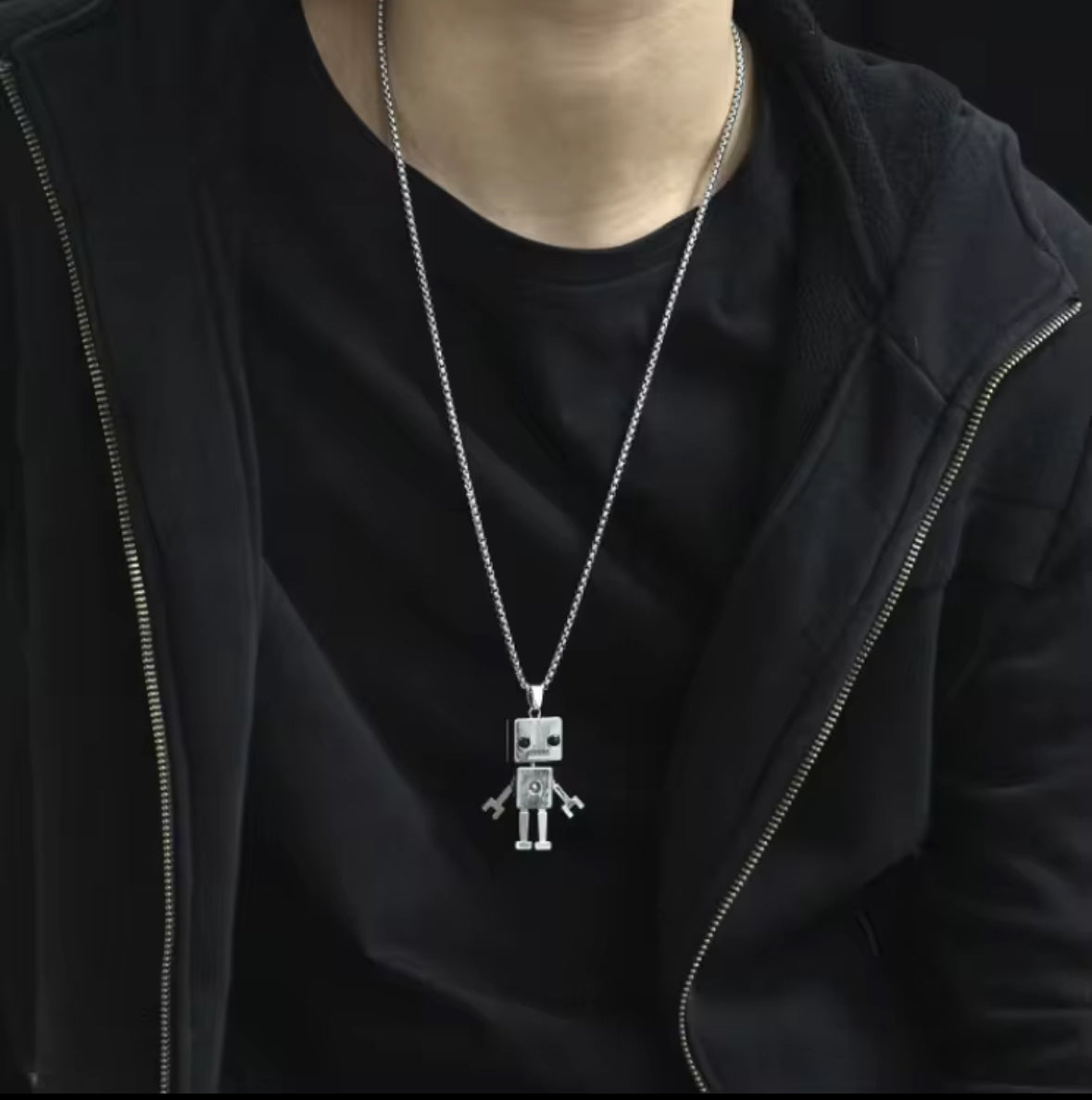 Men’s Robot Pendant Necklace – Stainless Steel Chain | Futuristic Hip Hop Jewelry for Men & Women