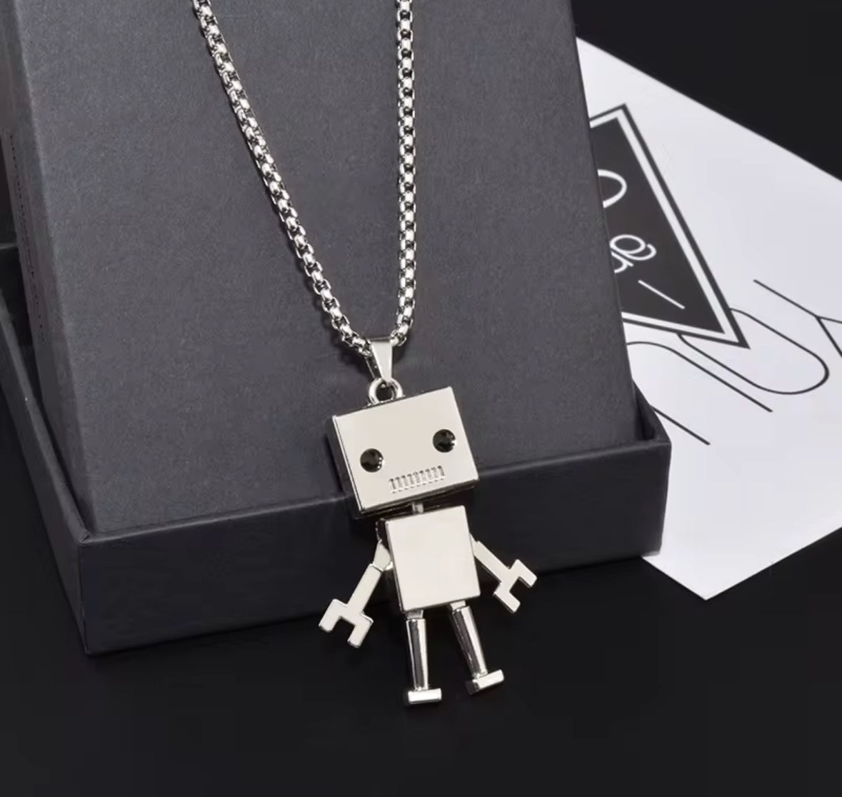 Men’s Robot Pendant Necklace – Stainless Steel Chain | Futuristic Hip Hop Jewelry for Men & Women