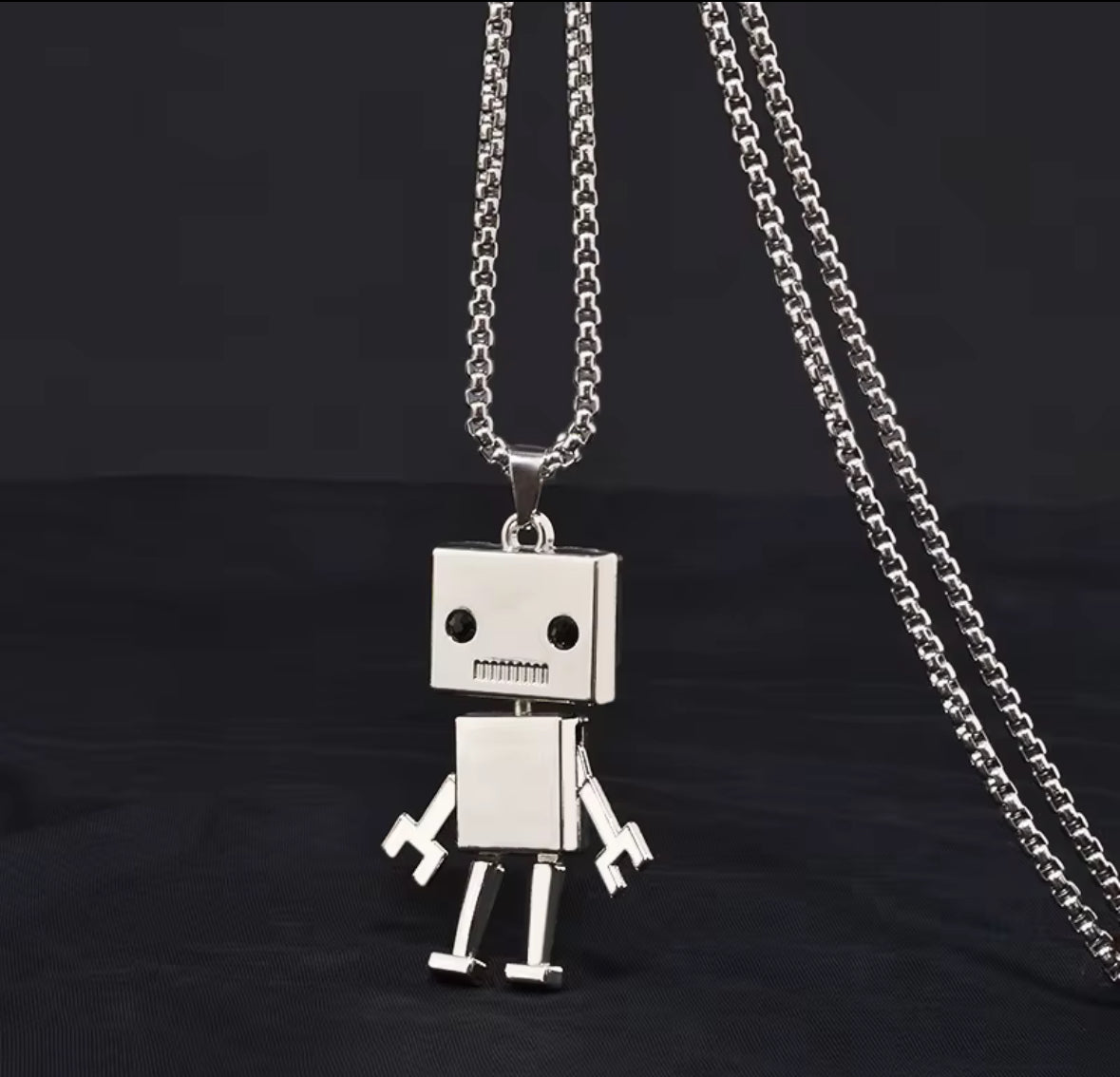 Men’s Robot Pendant Necklace – Stainless Steel Chain | Futuristic Hip Hop Jewelry for Men & Women