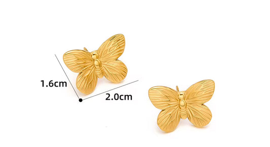 Anti Tarnish Stainless Steel Golden Butterfly Earrings – Delicate, Elegant & Lightweight Studs