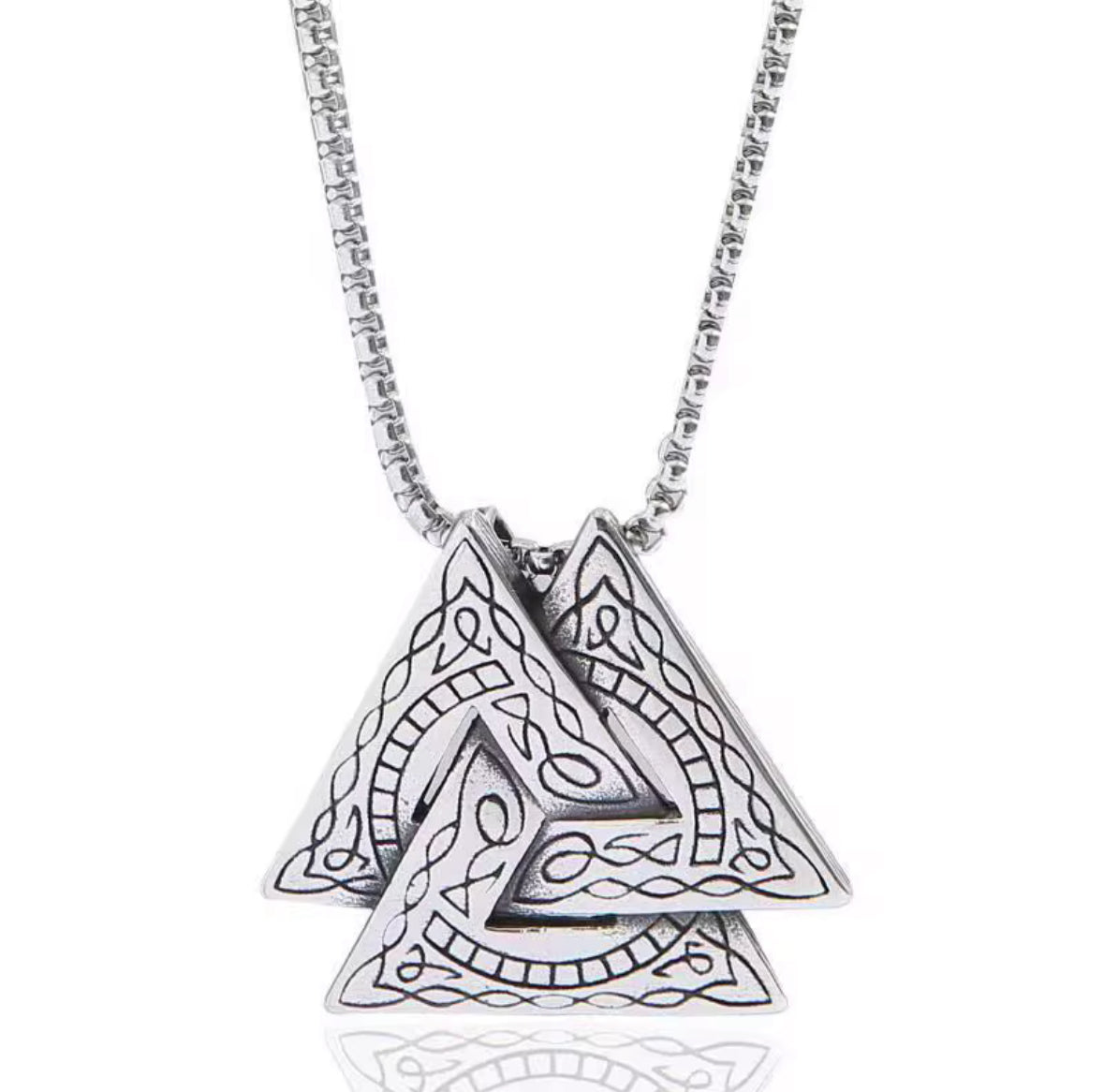 Valknut Viking Necklace for Men – Norse Symbol of Odin’s Power | Nordic Amulet Pendant with Stainless Steel Chain