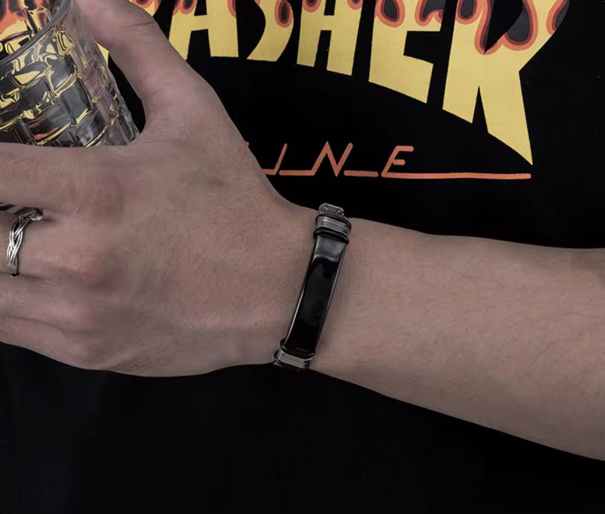 Men’s Stainless Steel Bracelet – Adjustable Mesh Band | Minimalist Modern Jewelry | Wraparound Bracelet |