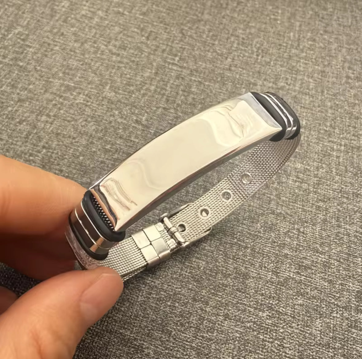 Men’s Stainless Steel Bracelet – Adjustable Mesh Band | Minimalist Modern Jewelry | Wraparound Bracelet |