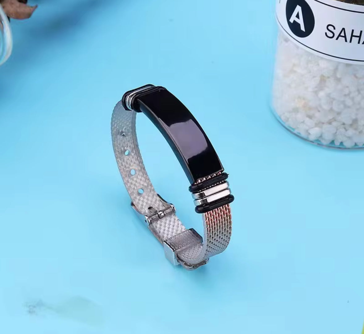 Men’s Stainless Steel Bracelet – Adjustable Mesh Band | Minimalist Modern Jewelry | Wraparound Bracelet |