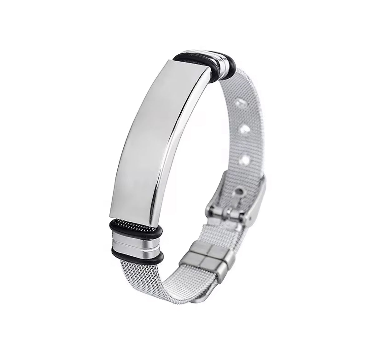 Men’s Stainless Steel Bracelet – Adjustable Mesh Band | Minimalist Modern Jewelry | Wraparound Bracelet |