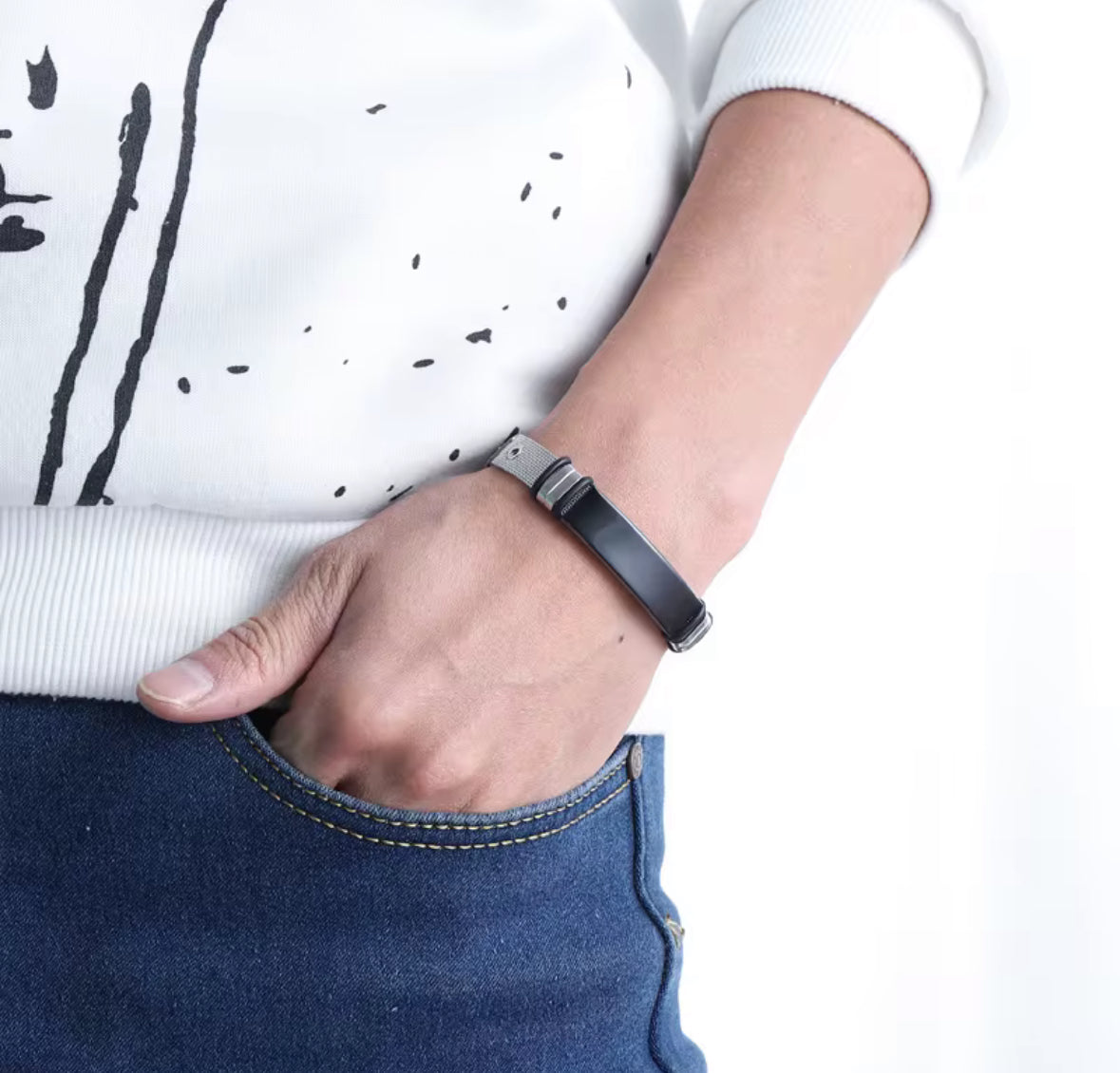 Men’s Stainless Steel Bracelet – Adjustable Mesh Band | Minimalist Modern Jewelry | Wraparound Bracelet |