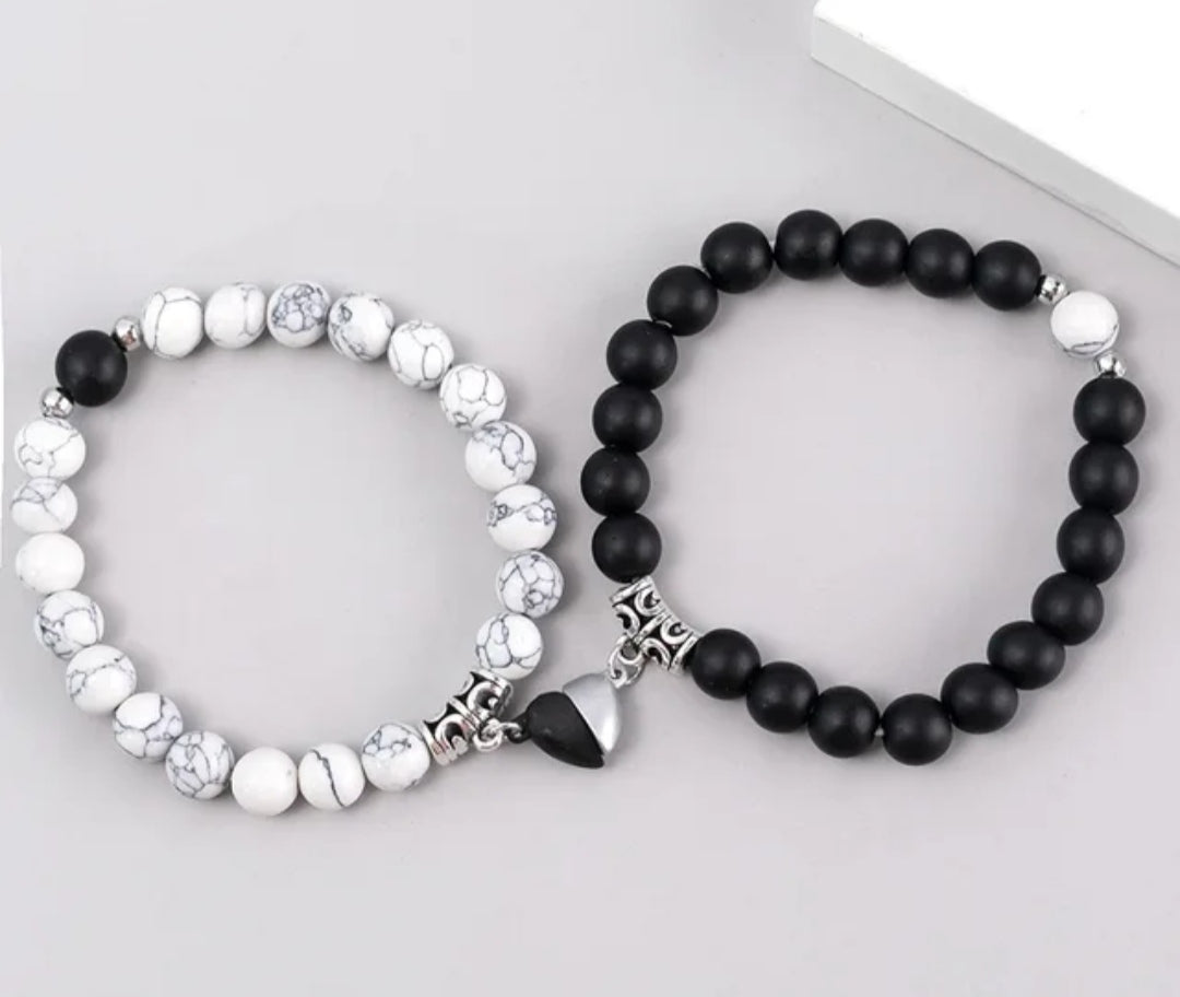 Couple Love Friendship Magnetic Heart Beads Hand Bracelet