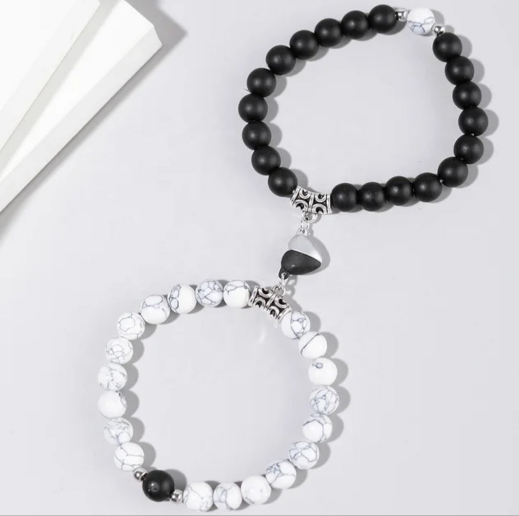 Couple Love Friendship Magnetic Heart Beads Hand Bracelet