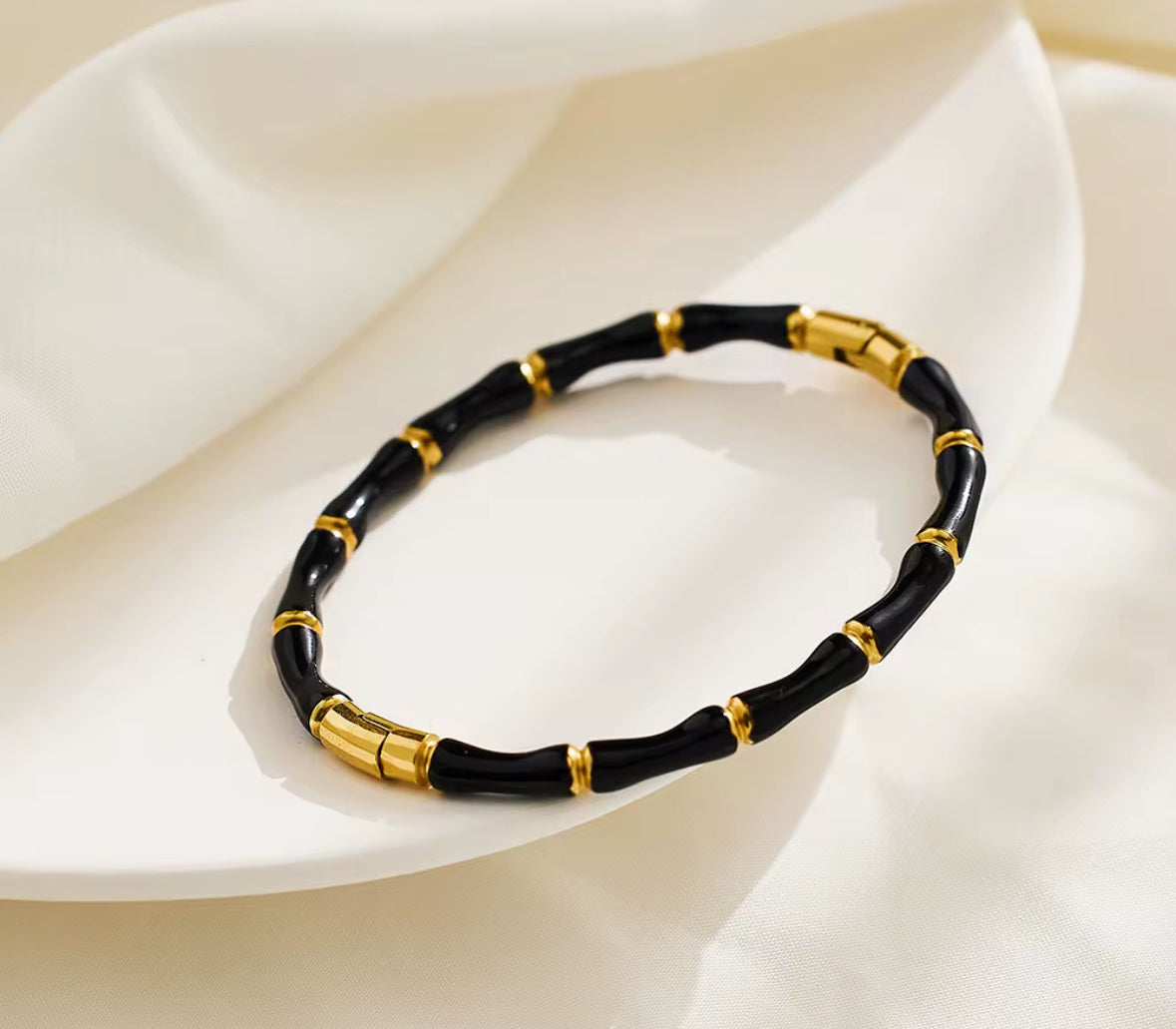 Silver Bamboo Bracelet – Minimalist Stainless Steel Bangle for Women & Girls