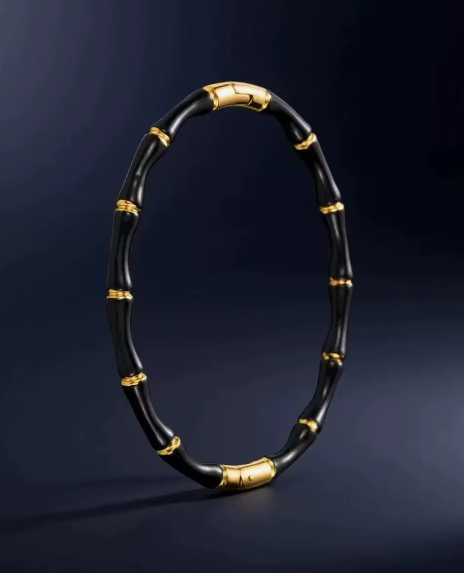 Silver Bamboo Bracelet – Minimalist Stainless Steel Bangle for Women & Girls
