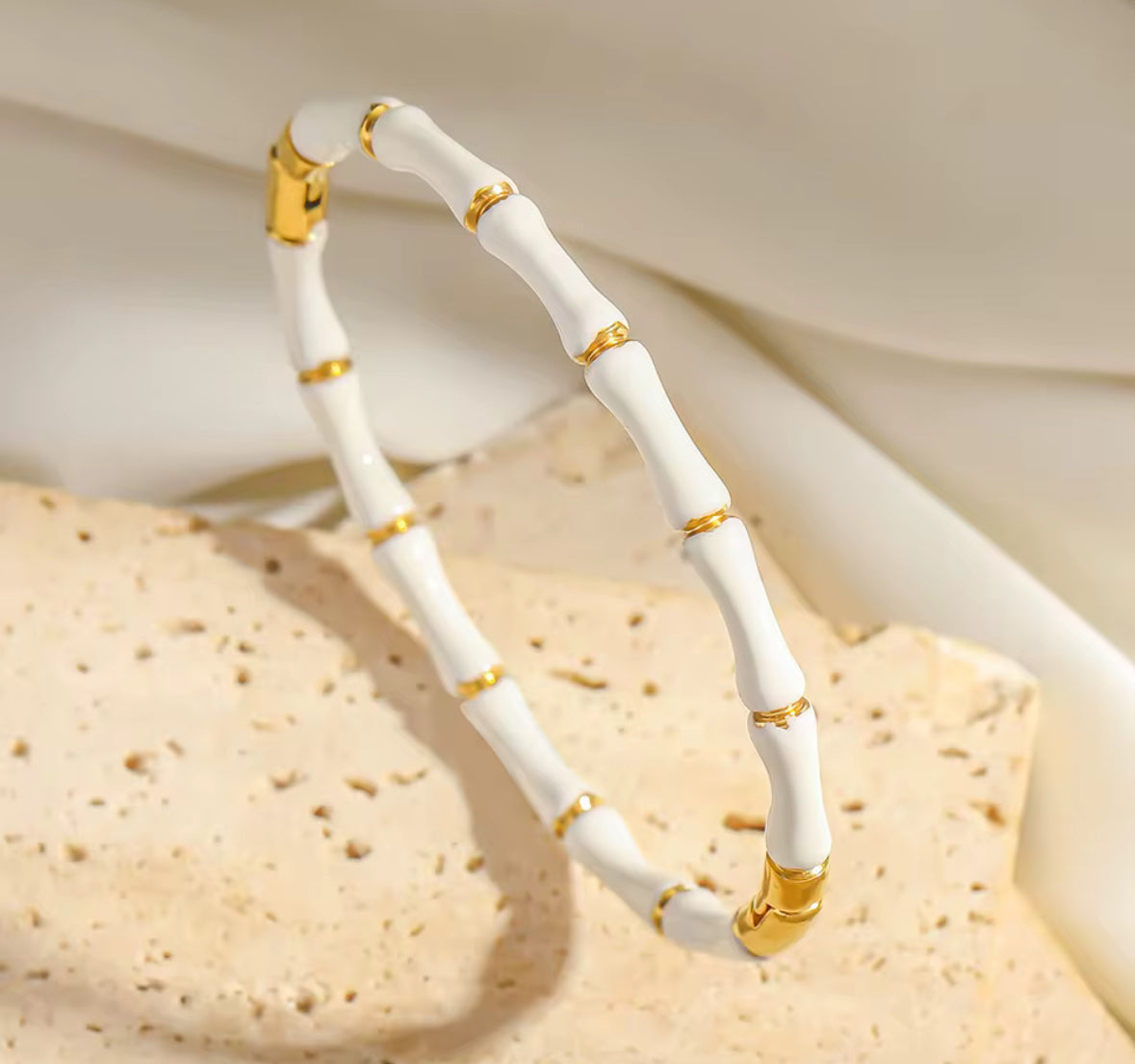Silver Bamboo Bracelet – Minimalist Stainless Steel Bangle for Women & Girls