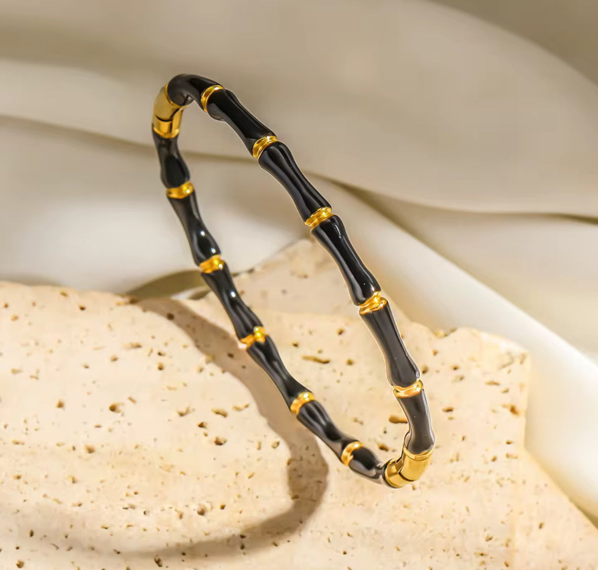 Silver Bamboo Bracelet – Minimalist Stainless Steel Bangle for Women & Girls