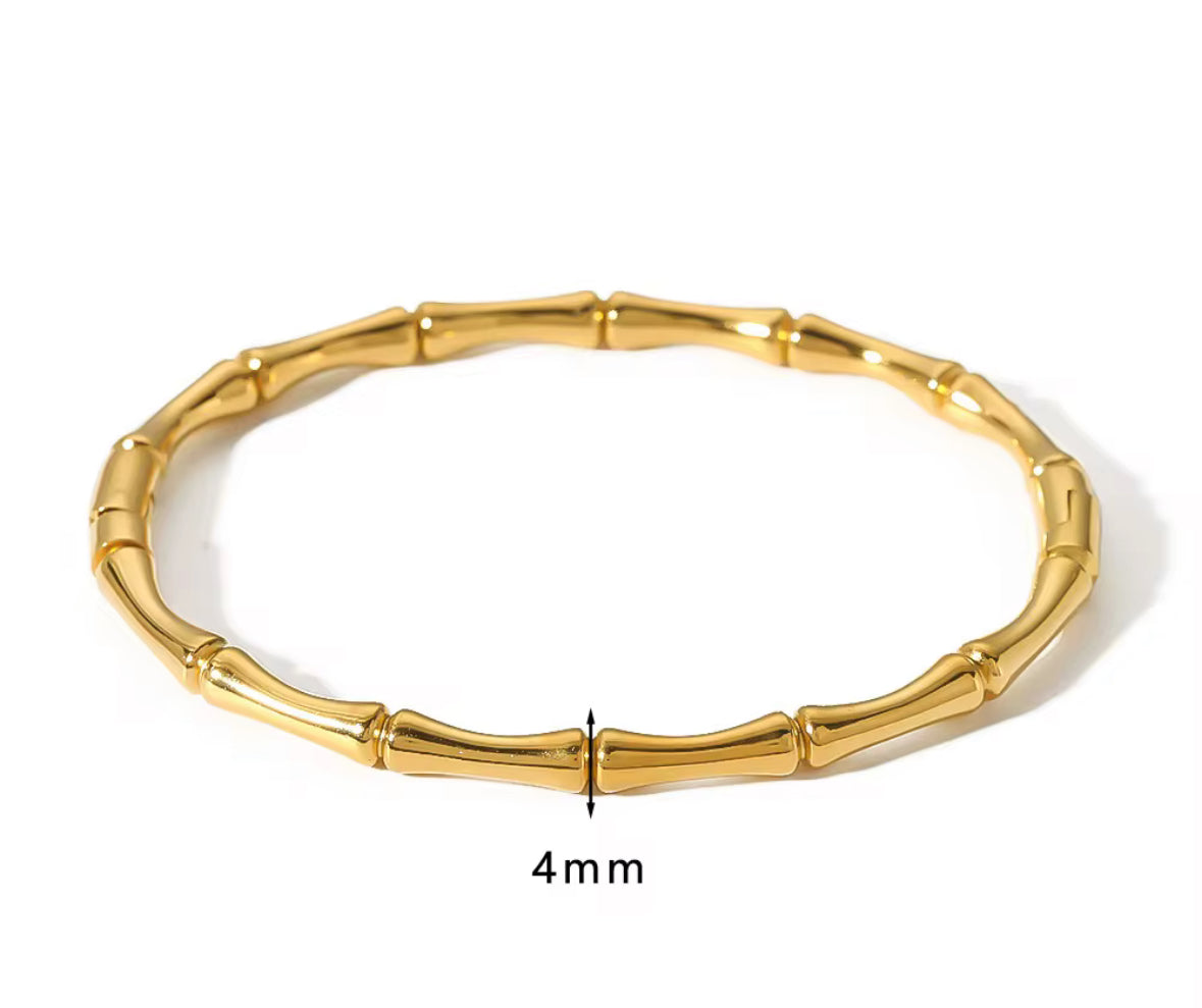 Silver Bamboo Bracelet – Minimalist Stainless Steel Bangle for Women & Girls