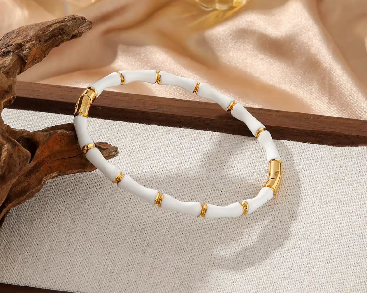 Silver Bamboo Bracelet – Minimalist Stainless Steel Bangle for Women & Girls