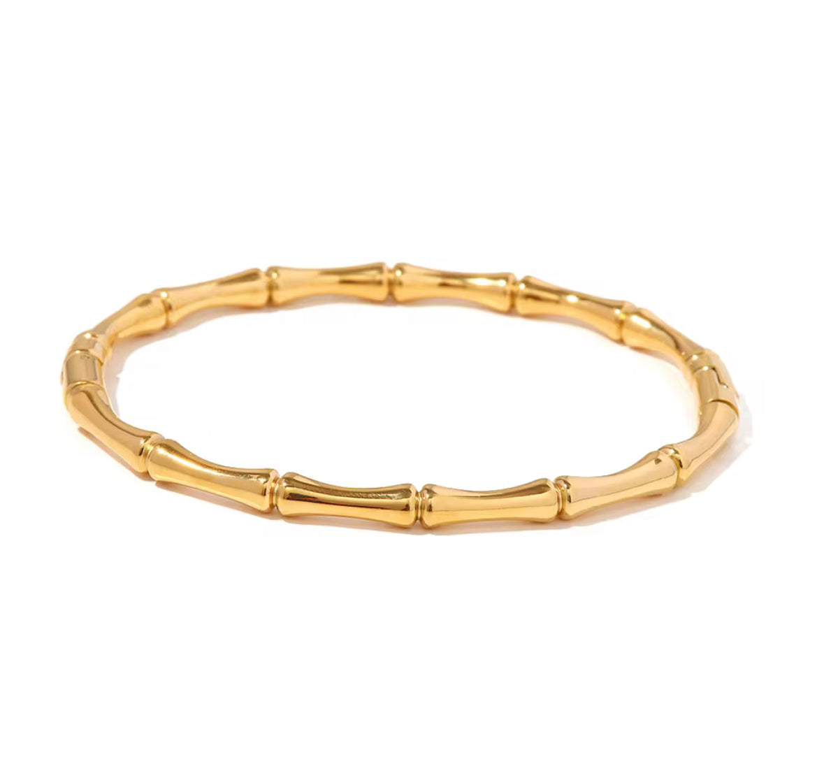 Silver Bamboo Bracelet – Minimalist Stainless Steel Bangle for Women & Girls