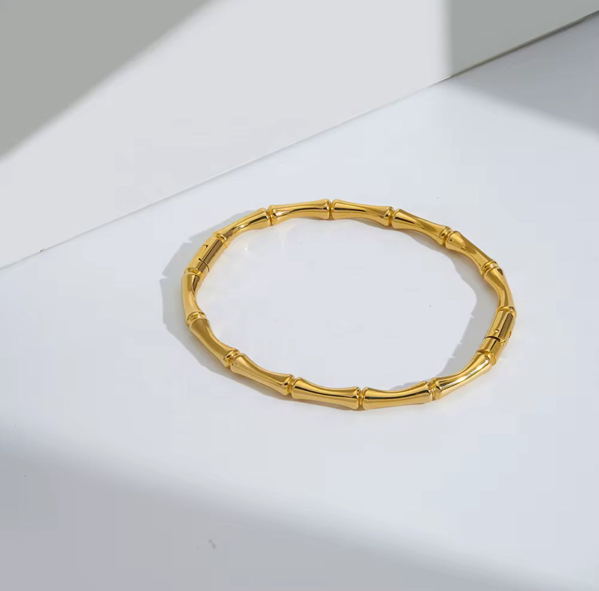 Silver Bamboo Bracelet – Minimalist Stainless Steel Bangle for Women & Girls