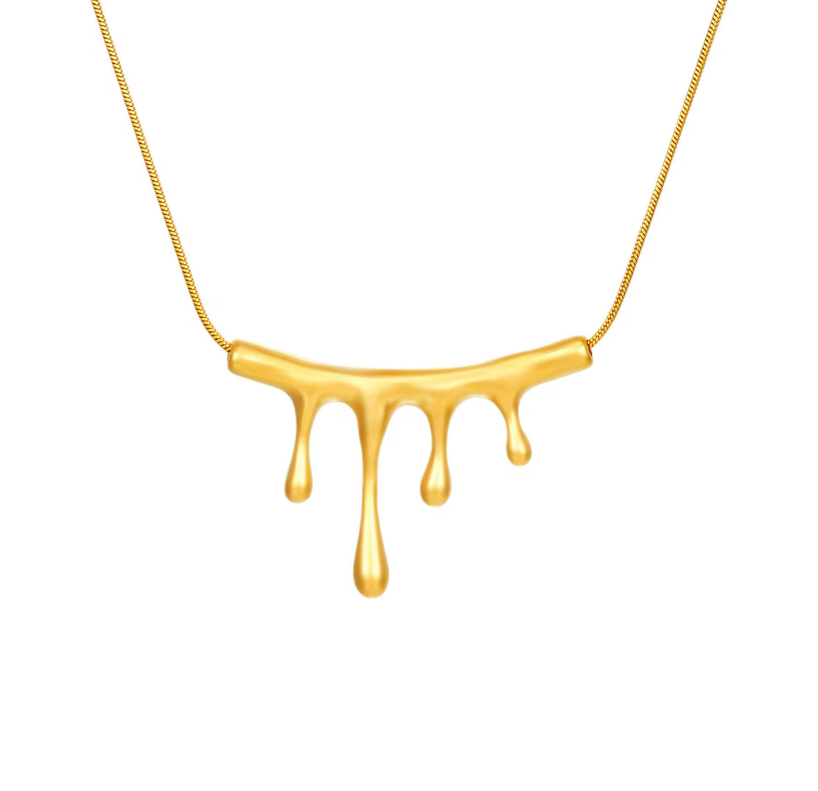 Molten Golden Drip Necklace – Modern Abstract Statement Pendant for Women