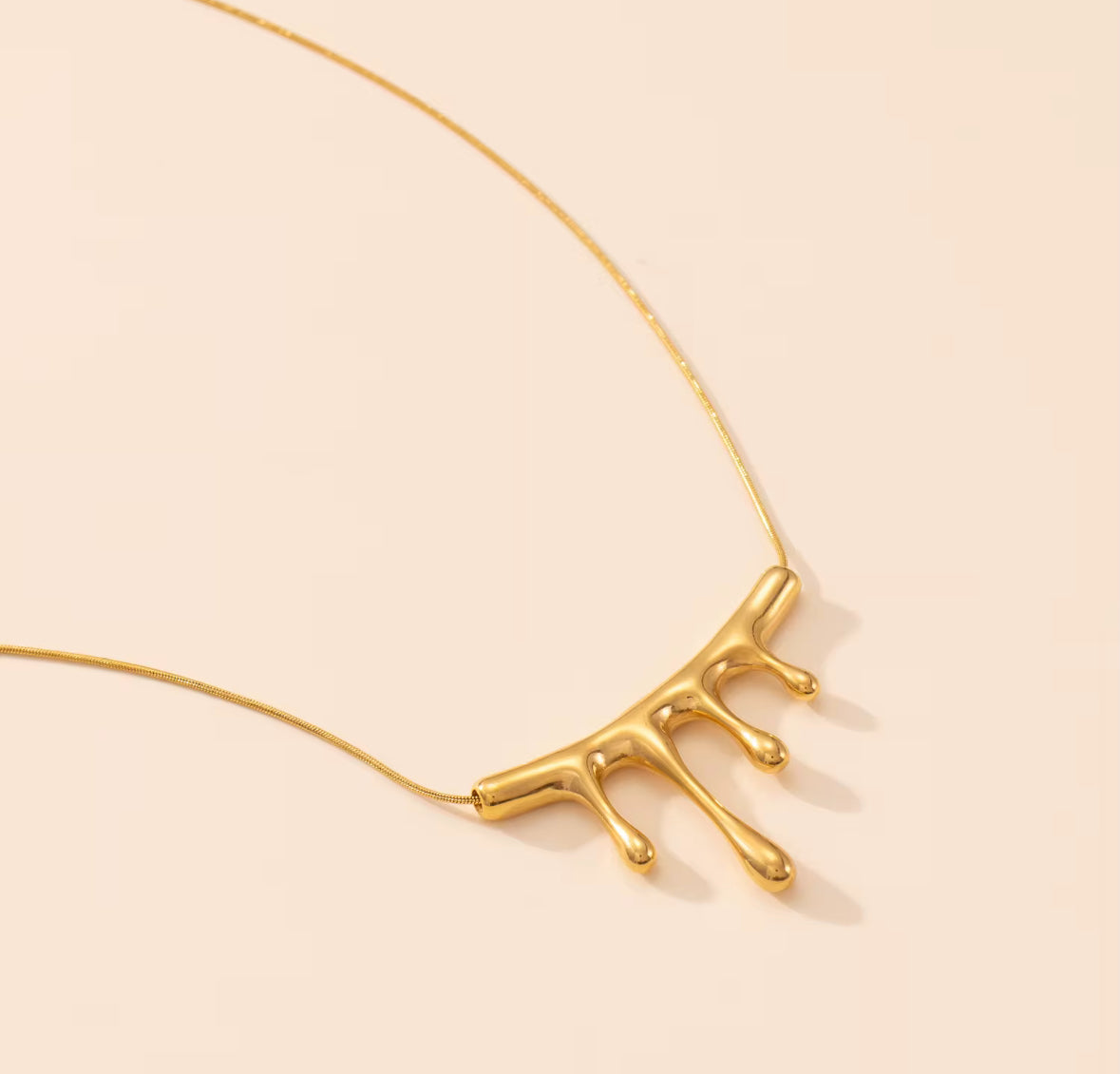Molten Golden Drip Necklace – Modern Abstract Statement Pendant for Women