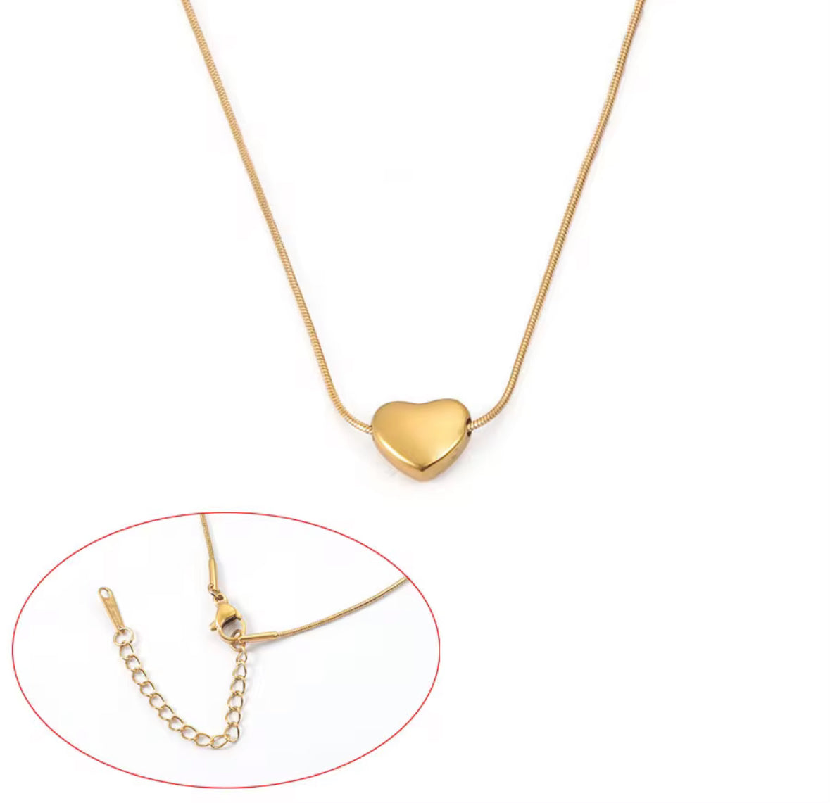 Minimalist Golden Heart Pendant Necklace for Women – Stainless Steel Chain, Adjustable Love Necklace