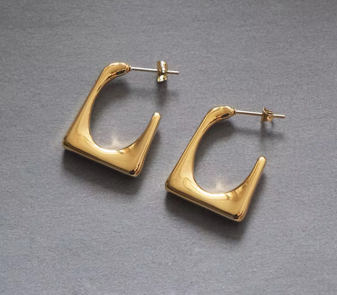 Golden Geometric Hoop Earrings for Women | Stainless Steel Minimalist Statement Earrings