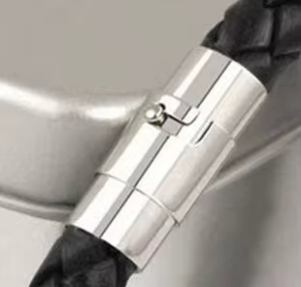 Men’s Black Braided Faux Leather Bracelet with Stainless Steel Interlock Clasp | Stylish Wristband for Men | Premium Casual & Formal Accessory