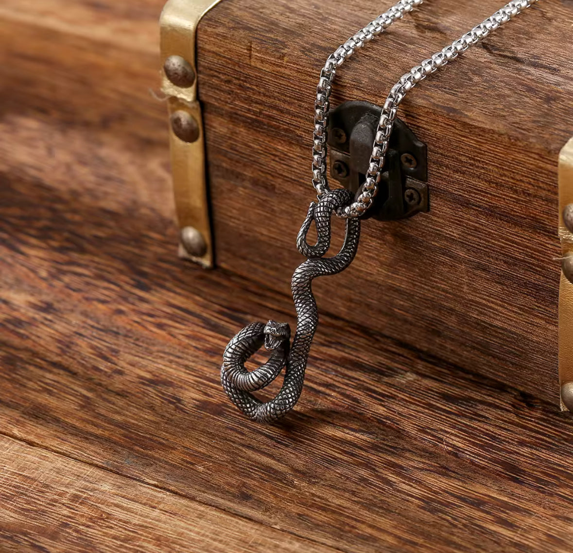 Stylish Silver Snake Pendant Necklace for Men | Stainless Steel Cobra Chain | Trendy Gothic Jewellery | Antique Silver Finish